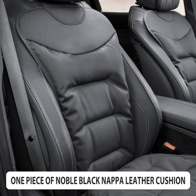 Car Seat Cushion, Breathable Nappa: Seat cushion, seat cover - noble-black-nappa-back-cushion-1-piece