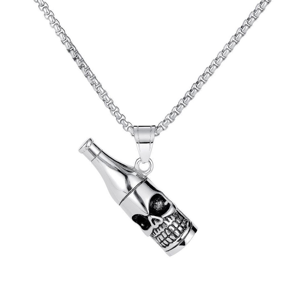 Collana con ciondolo apribottiglie a teschio in acciaio_voghion.com