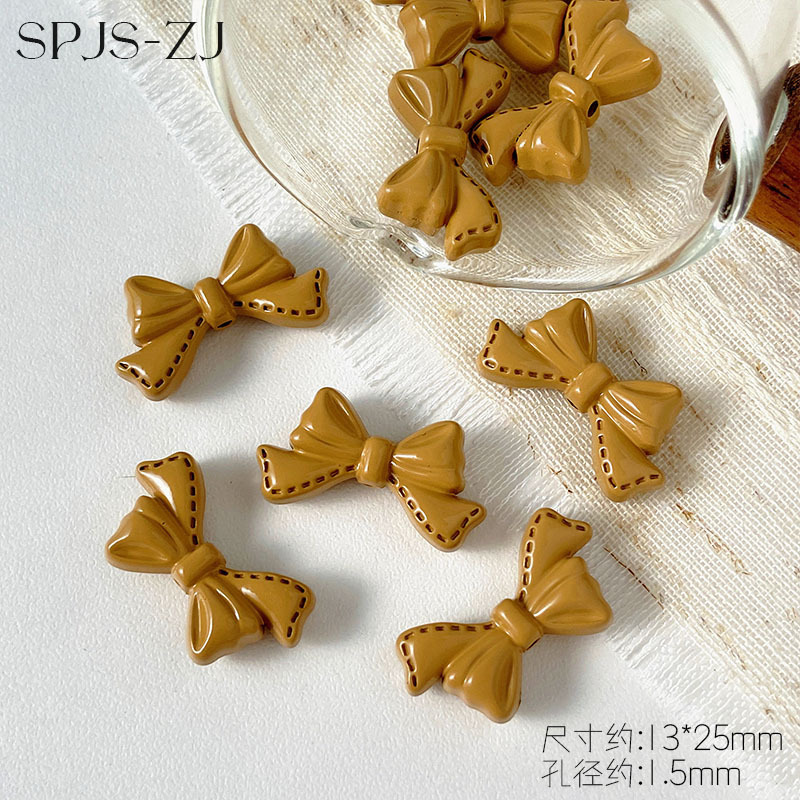 马卡龙色可爱俏皮蝴蝶结散珠diy串珠手机链手链发饰耳饰配件材料|undefined