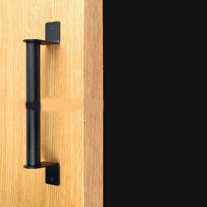 Barn door round tube handle wrought iron handle slot-free American black barn door handle double-sided indoor wooden door