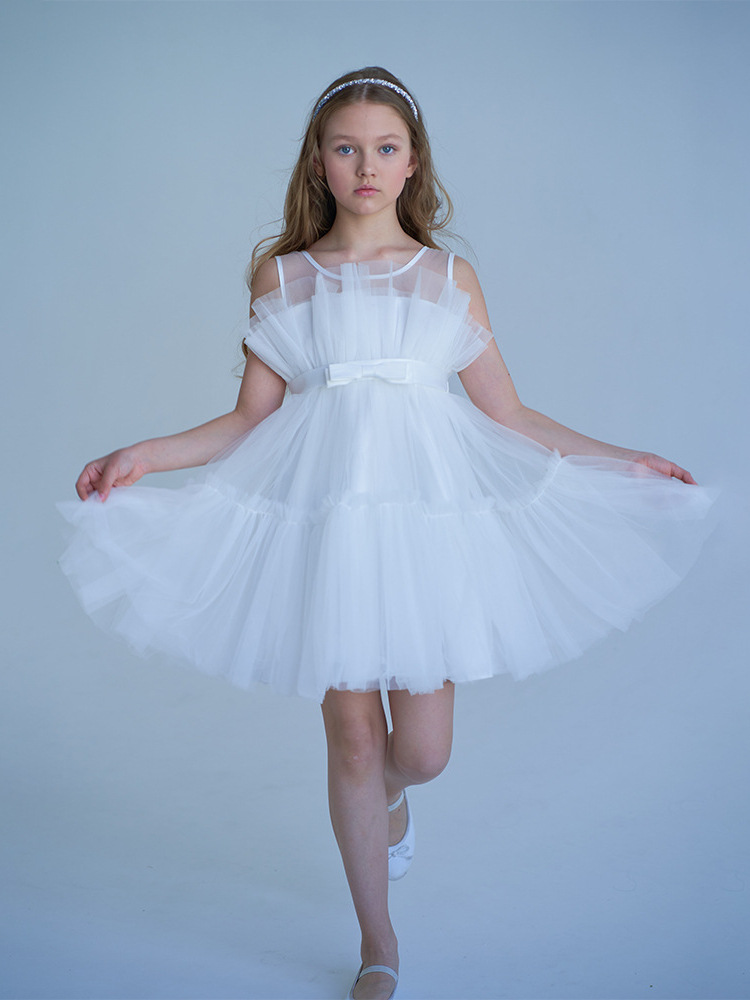 Niñas princesa vestido rojo pastel vestido espectáculo niños