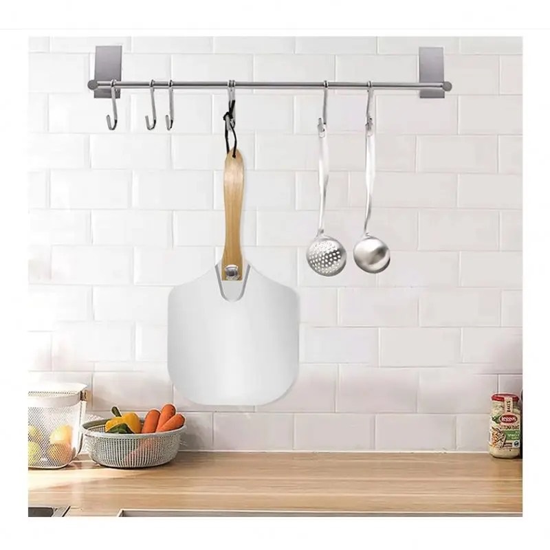 Pala de pizza de aluminio plegable, transferencia de mango de madera, pala de pizza, juego de herramientas de cortador de pizza, pala de pizza para hornear image 5