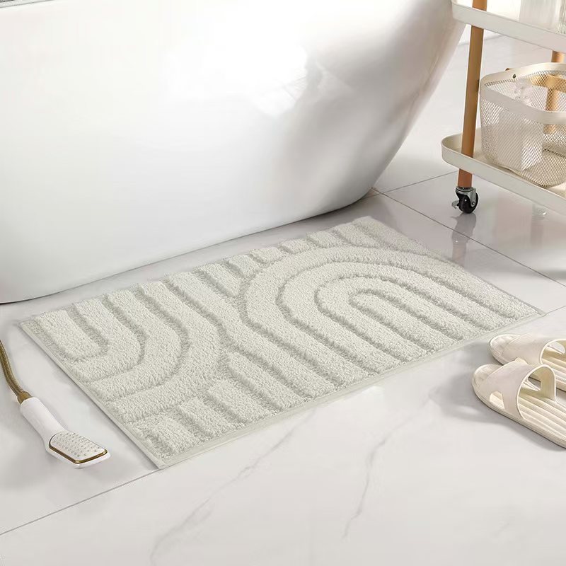 Flocked simple alfombra gruesa alfombra de baño estera antideslizante absorción de agua lavable máquina sala de estar dormitorio estera de puerta