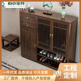 新中式乌金木实木鞋柜客厅家用高端大容量入户储物收纳柜
