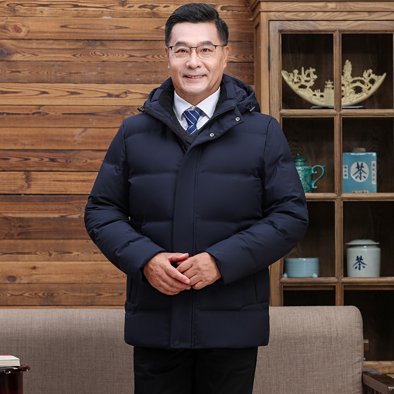 24 main push middle-aged and elderly down jacket men's long thick middle-aged men's loose father winter warm outside