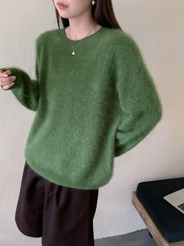 【朦胧藴雾】Baby肌拉毛拉绒圆领羊毛打底衫女秋冬外穿氛围感毛衣|undefined