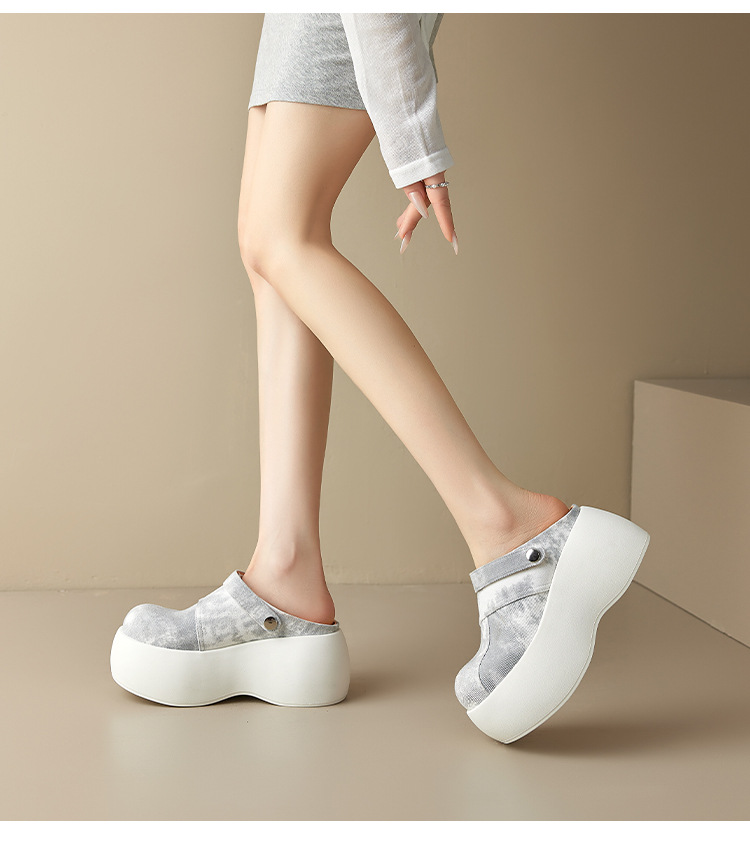 Dép cao gót platform đế dày 8 cm phong cách Trung Hoa, mũi kín, xỏ lười, hai kiểu mặc — màu xanh nhạt chi tiết 13