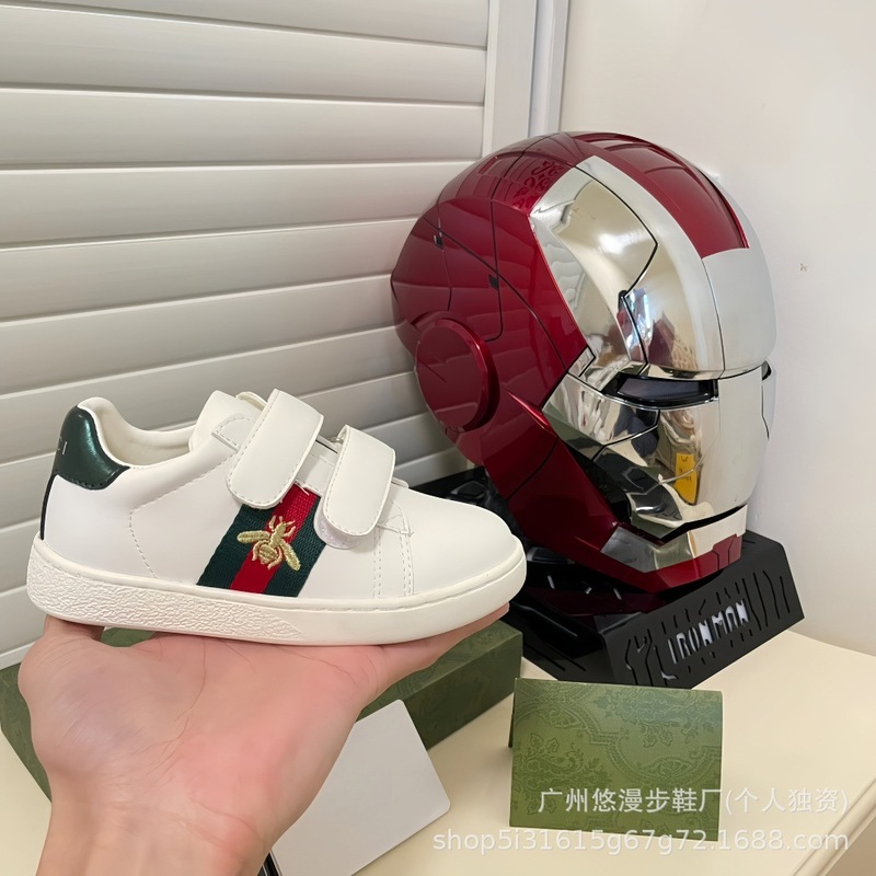 G家小蜜蜂刺绣小白鞋儿童板鞋2025新春秋经典软底休闲魔术贴单鞋|undefined