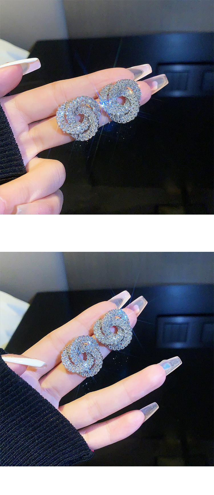 Retro full diamond long tassel earrings for women in Europe and America, exaggerated temperament, earrings, high-end feeling, light luxury earrings_voghion.com