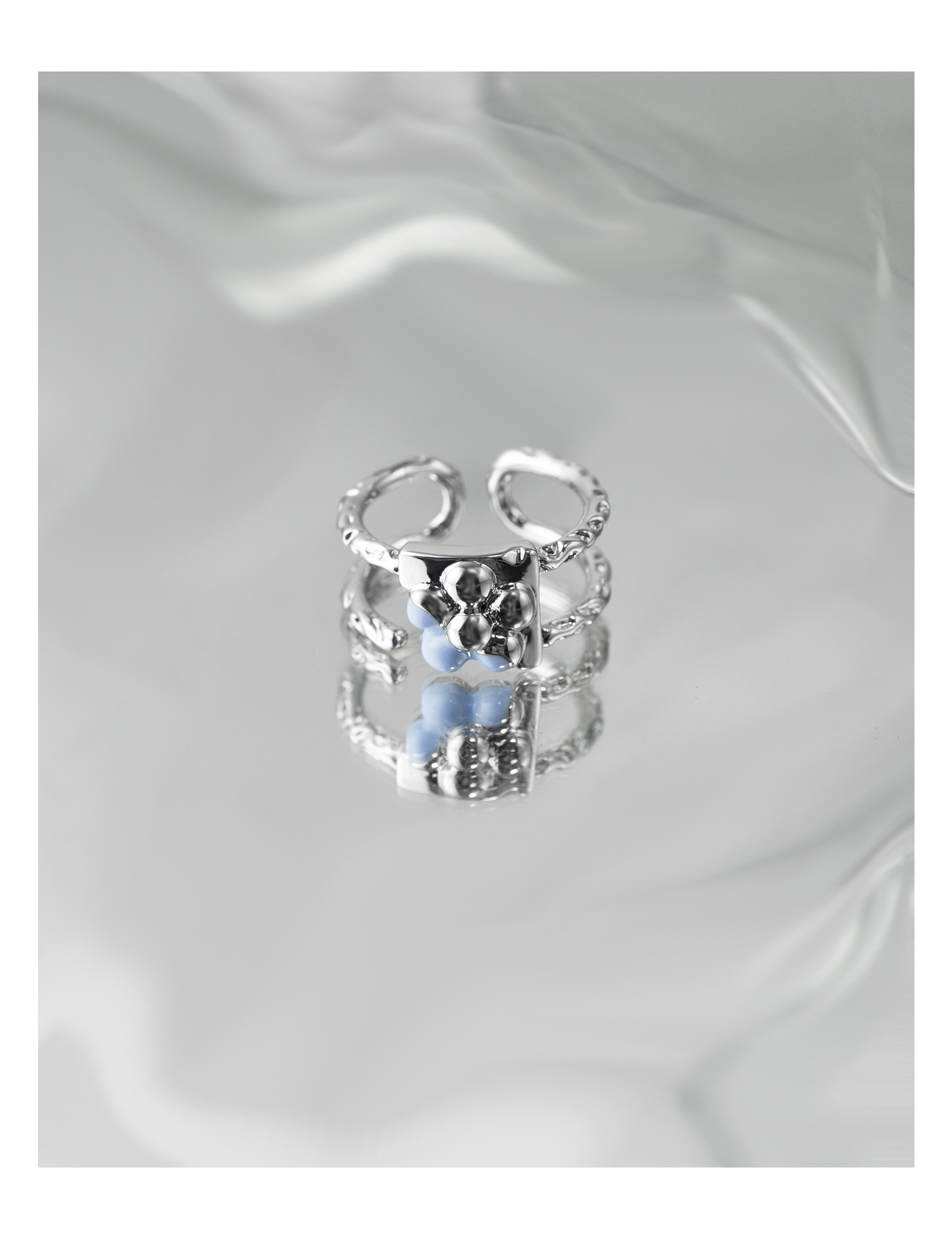 Fashion Flower Copper Epoxy Open Ring