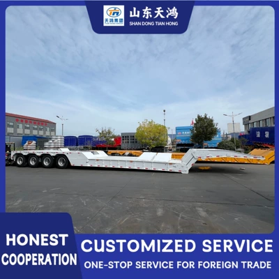 Ağır yük qoşquları Goose Head Low Flatbed Semi-Trailer