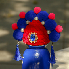 New Year Festive Red Pet Handmade Guochao Opera Hat Money Cat Dog Teddy for New Year Photos