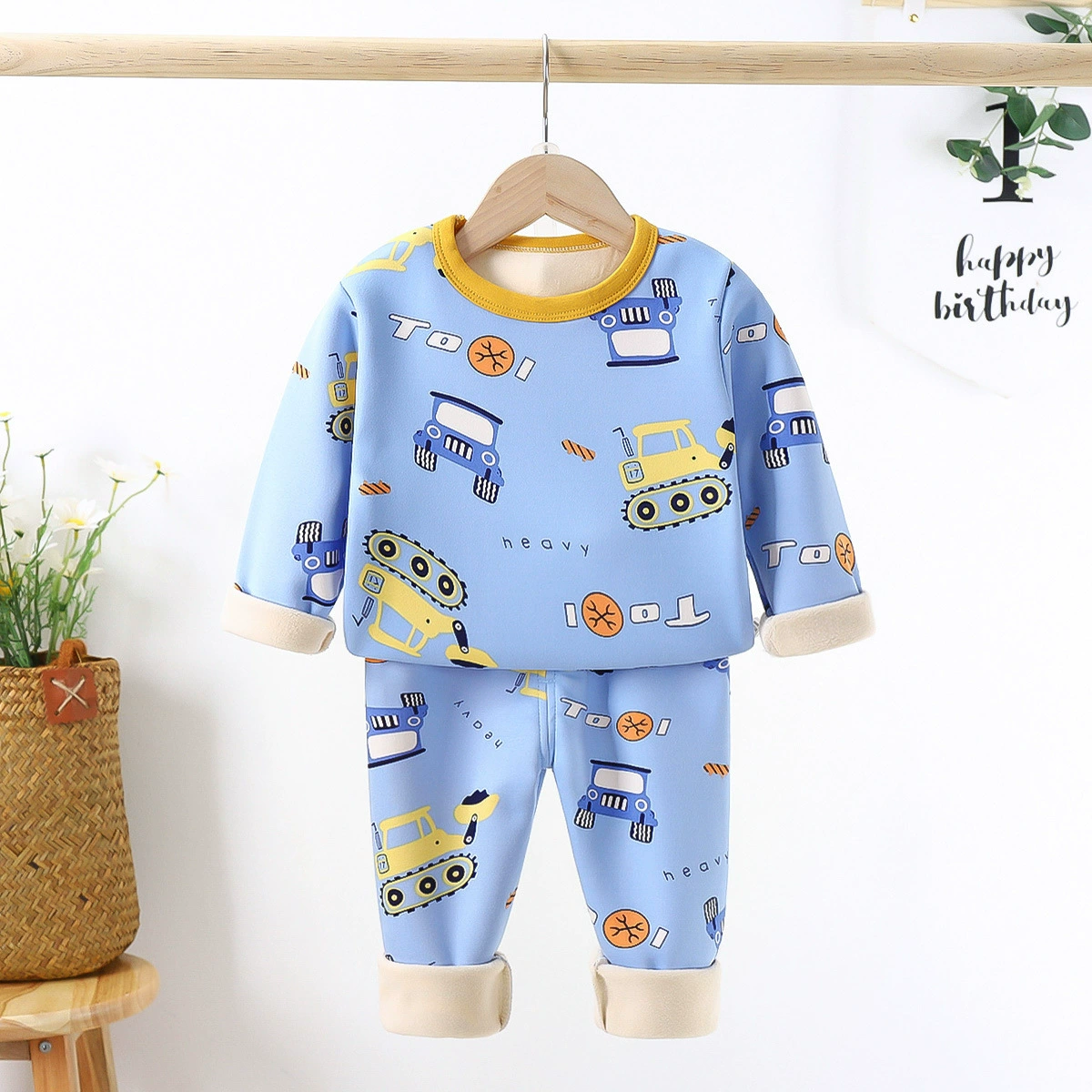 Demi-season children's fleece autumn set, long-sleeve, warm thermal underwear for men and women