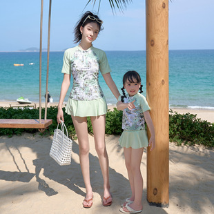 Parent-child Swimsuit Fashion Butterfly Print Skirt Split Two-piece Parent-child Swimwear Small and Medium-sized Children's Swimwear