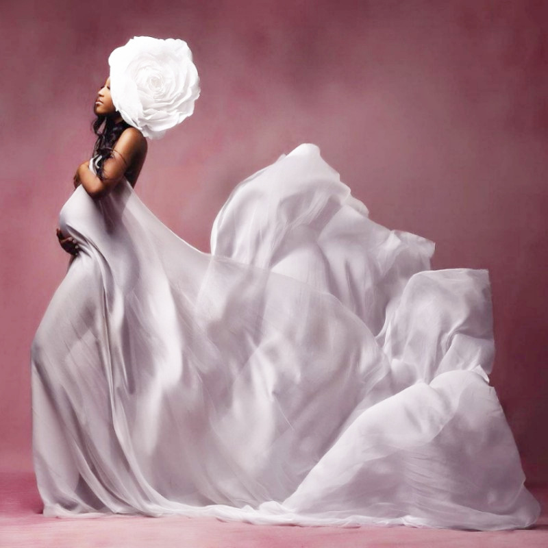2022 cross-border Fashion maternity photo clothing skirt studio shot atmospheric chiffon fabric fairy White pregnant mommy portrait