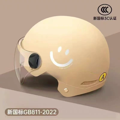 Motosiklet kaskı (dəbilqə) – Certified electric vehicle helmet for men - class-a-new-national-standard-high-definition-short-lens-khaki-color