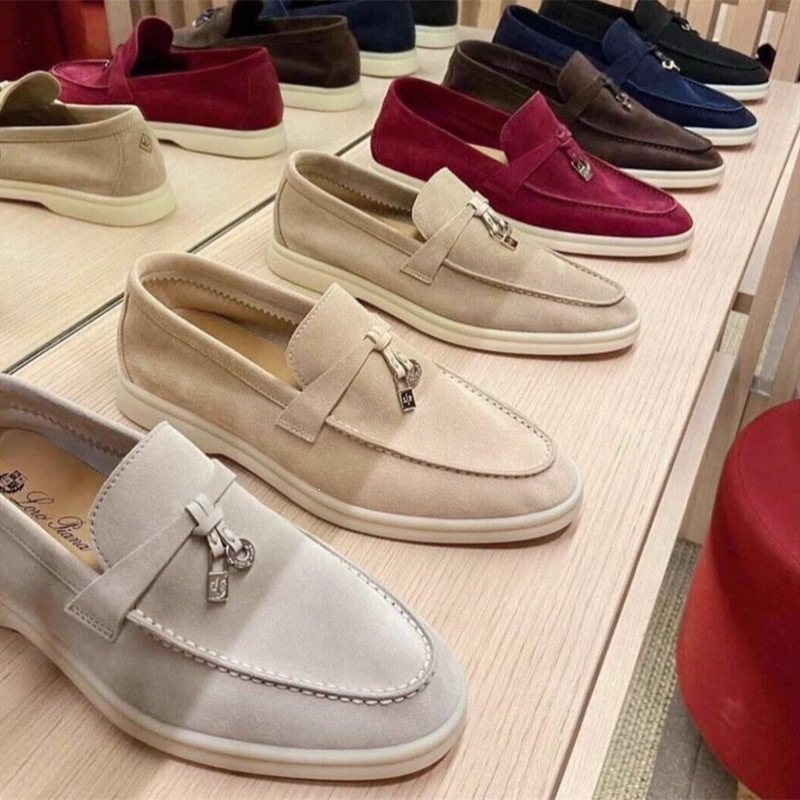 顶版LP真皮乐福鞋女2025新款软底平底休闲单鞋一脚蹬懒人鞋豆豆鞋