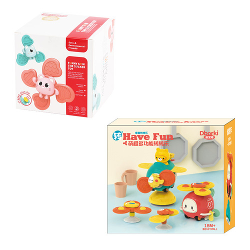 Baby suction cup turning fun toy for 1-3 year old babies, rotating flower fingertip top, fun spinning rattle