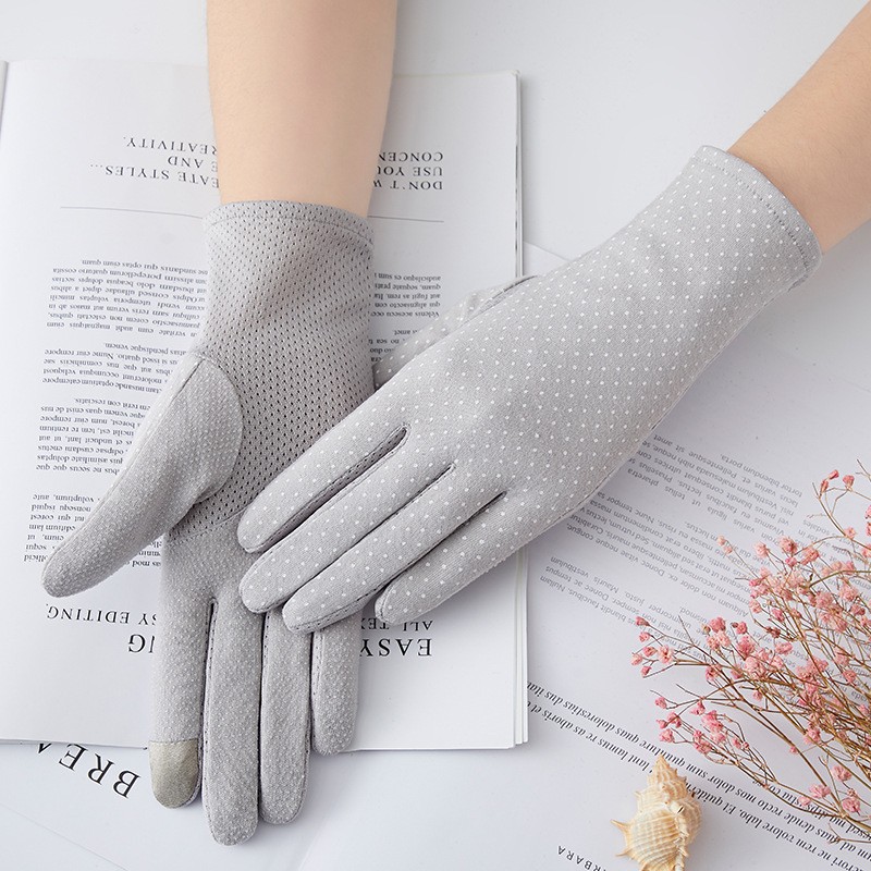 Guantes de protección solar Guantes de pantalla táctil bordados de tela para mujer de primavera y verano