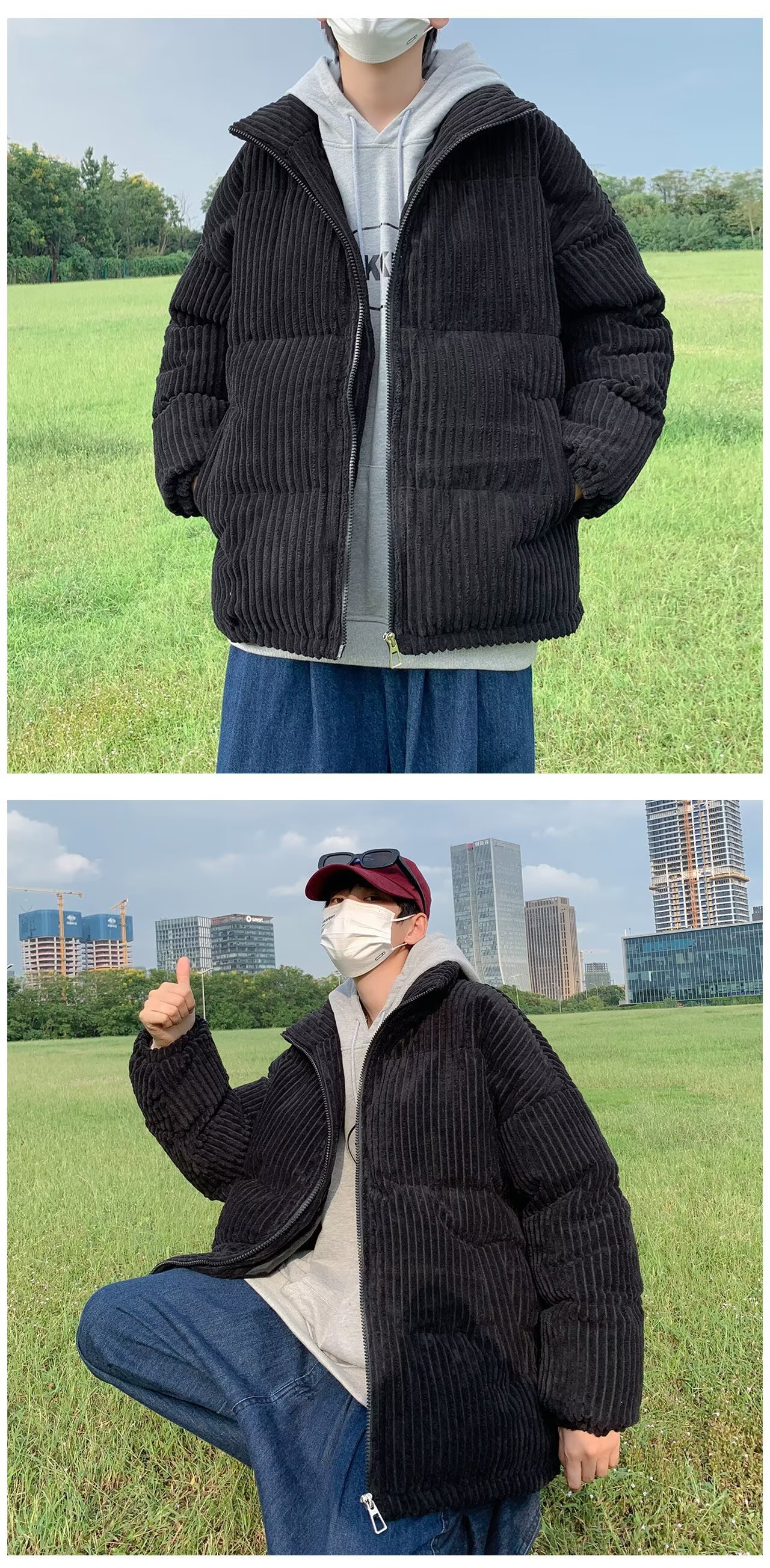 Men's Padded Winter Coat Retro Style Quilted Oversized Jacket_voghion.com
