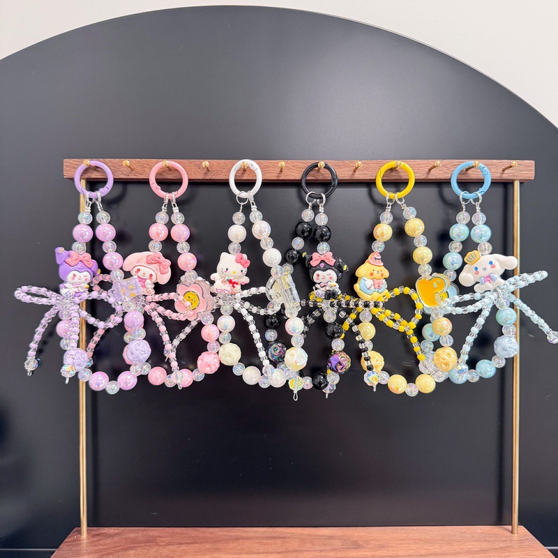 Cute Candy Doll Handmade Oil-Dropped Beaded Bow Mobile Phone Pendant Chain Accessories Luggage Jewelry Keychain