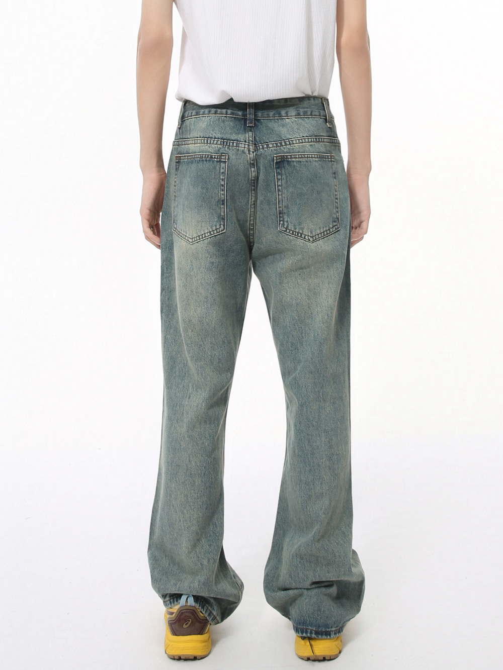 MTLCLOTHES Hombres| Otoño retro hace viejos jeans de lavado de agua, pantalones casuales sueltos, variados, tendencia