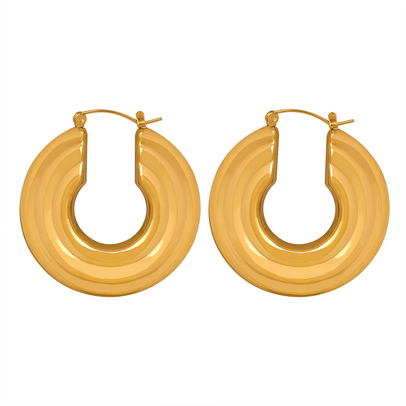 Pendientes de acero de titanio en forma de U de acero inoxidable chapado en oro pendientes joyería para mujeres Diseño personalizado de moda simple exagerada europea y americana