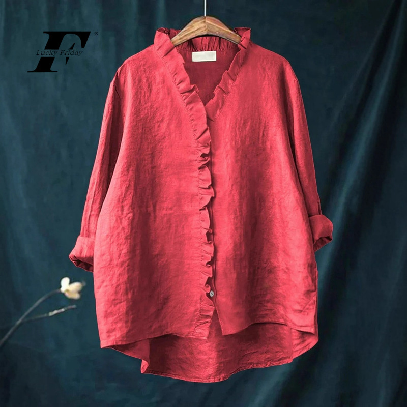 2025 Summer New Style Temu Amazon Aliexpress Loose Printed Casual Large Size Lace Women's Shirt E888