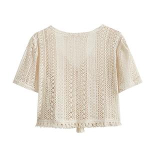 Lace Cardigan Top for Women, Summer Thin Outerwear Paired with a Camisole Dress, Small Shawl, Short Jacket, Air Conditioning Shirt