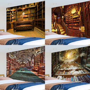 Cross-Border Library Bookshelf Wall Hanging Cloth Nordic Style Room Decoration Internet Celebrity Live Broadcast Wall Cloth Background Cloth