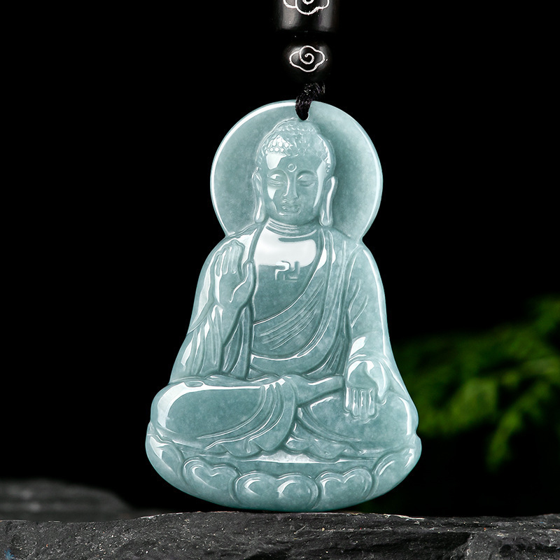 Natural A-Grade Jadeite Blue Water Buddha Amitabha Jade Pendant Ice Type Fashion High-End Unisex Model Natural A-Grade Jadeite Blue Water Buddha Amitabha Jade Pendant Ice Type Fashion High-End Unisex Model