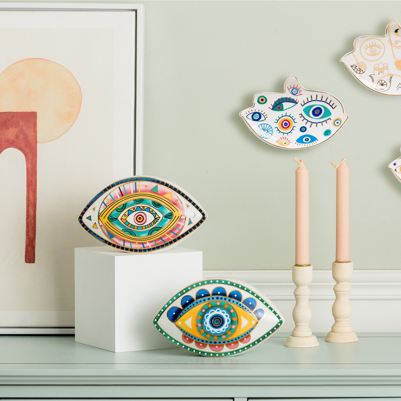 1155g Weight Ornaments Home Textiles & Decor Type Ornaments Classification 1 Piece Quantity Daily Occasion ceramics Material Eye Pattern Casual Style Casual Eye Ceramics Ornaments Artificial Decorations 17