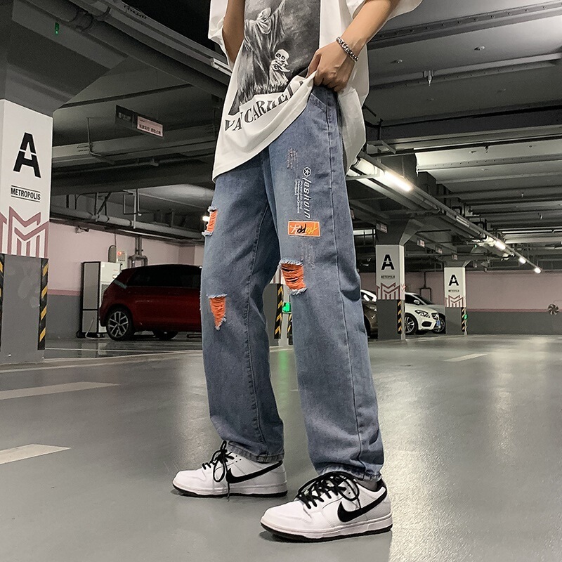 2022 New Korean Fashionable Jeans Men's Spring and Autumn Loose Straight Harem Wide Leg Pants Men's Pants