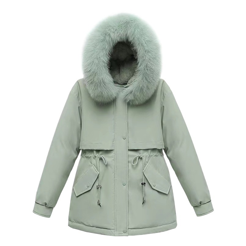 Parka de algodón para invierno 2025, nueva chaqueta de plumón para mujer, estilo coreano de longitud media, holgada, talla grande, acolchada, a la moda.