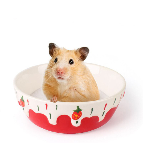 Hamster ceramic food bowl large gold wire bear rabbit chinchilla hedgehog guinea pig anti-turn anti-splash food bowl feed box supplies