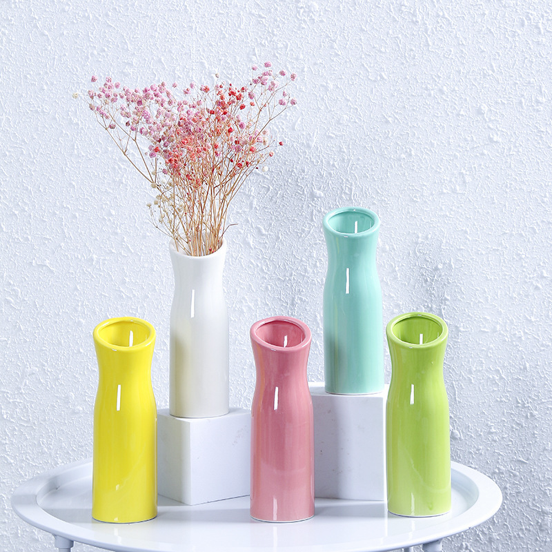 Florero de cerámica fresca hidropónico rábano verde flor seca titular salón comedor Oficina dormitorio decoración del hogar adornos