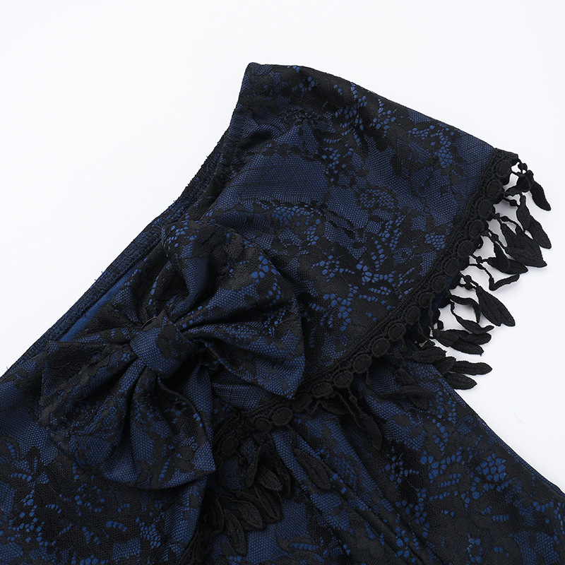 Autumn Lace Irregular Asymmetric Sexy off the Shoulder Tassel Top for Women