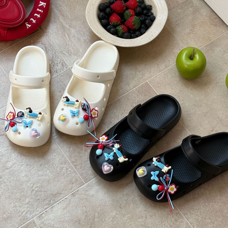 Breathable Mary Jane Ballet Shoes for Women, Summer Non-Slip Beach Clogs, Cute Thick-Soled Eva Slippers