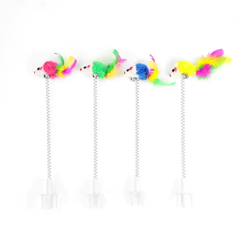 Cat teasing cat stick feathers with bell new suction cup into a kittens steel filament lazy self -hi cat toy teasing cat stick 6