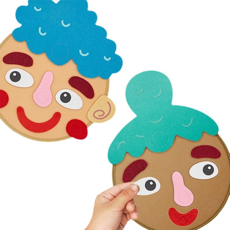 Comercio exterior infantiles fieltro emoción facial juegos DIY actividad juguetes emoción educación juegos de rompecabezas educación temprana