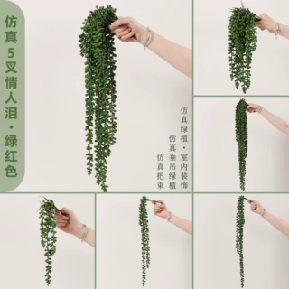 仿真5叉情人泪佛珠吊兰多肉壁挂垂吊绿植室内装饰仿真绿植摆件