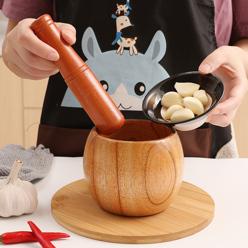 Manufacturer of traditional old-fashioned garlic mortar household garlic grinder manual garlic pounder jujube wood garlic jar