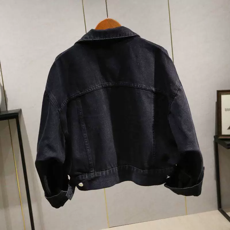 Spring denim black jacket, Korean style