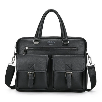 Business laptop bag, capacious document briefcase, adjustable shoulder strap, 38×28×7 cm