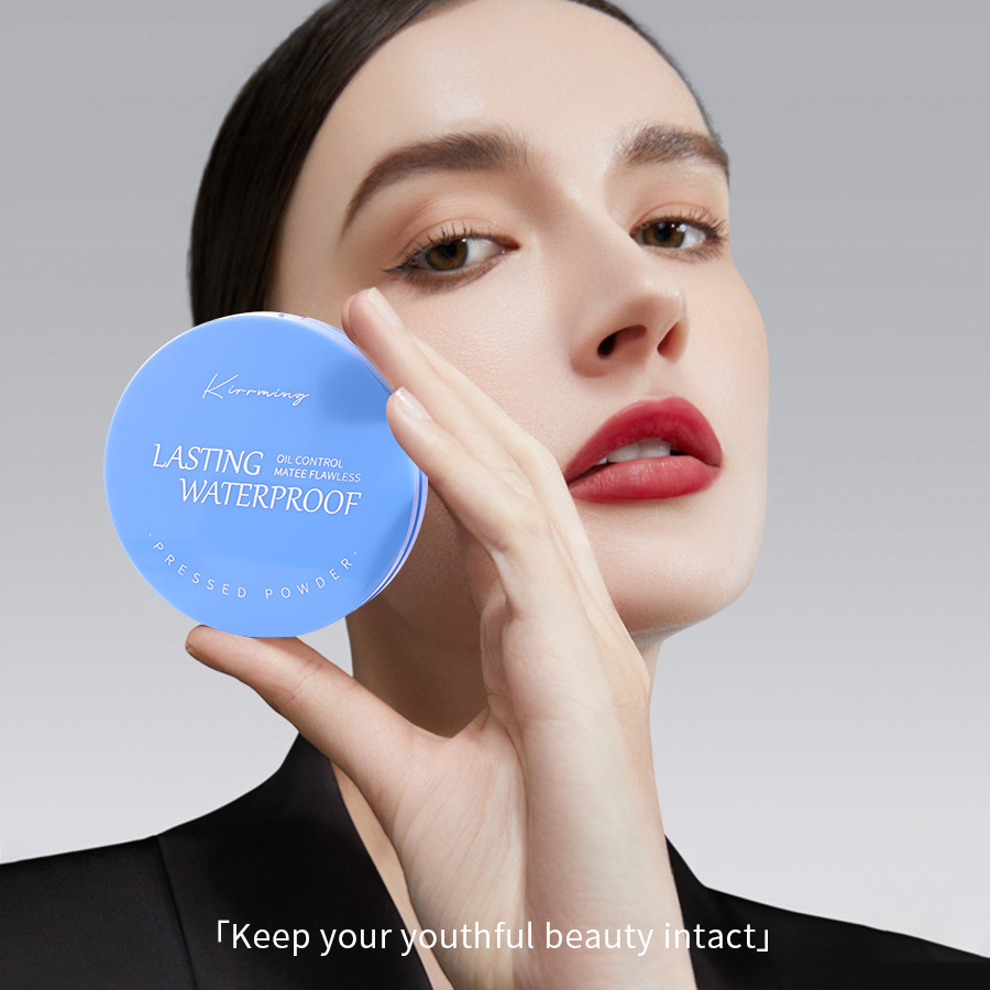 Transfronterizo exclusivo KIRRMING polvo mate duradero control de aceite impermeable antiperspirante no es fácil de quitar el maquillaje polvo de maquillaje