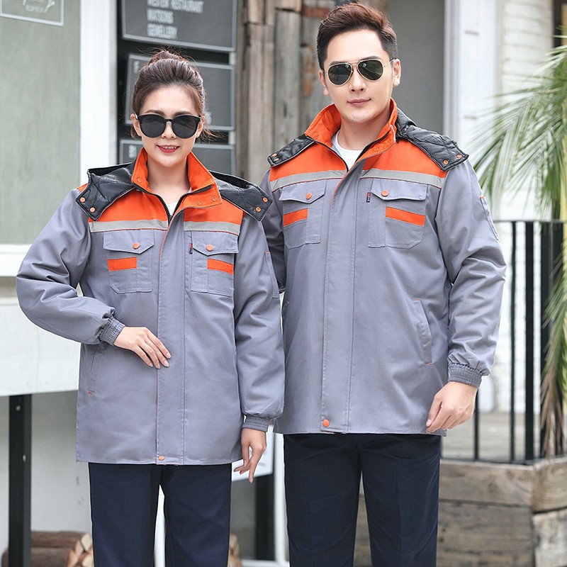 invierno algodón chaqueta de algodón conjunto de ropa de trabajo chaqueta de hombre y mujer reparación de automóviles fría gruesa ropa de protección laboral desmontable calentamiento