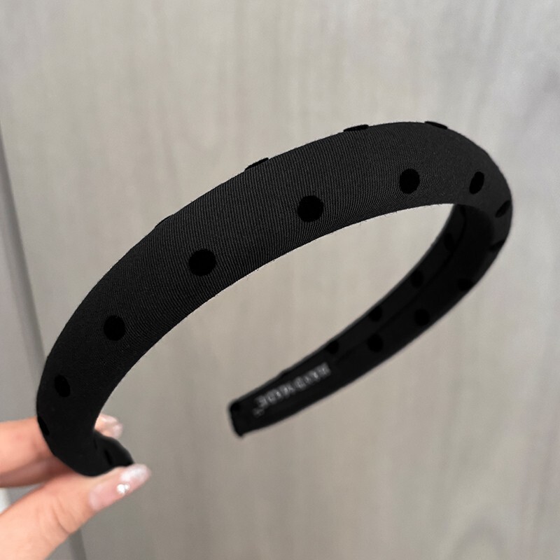 高級気質の黒い灰色のしわの蝶結びの愛の波の点のカチューシャの高い頭のトップのカチューシャのスポンジの布芸の百合の髪飾り|undefined