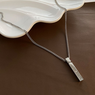 Long Letter Pendant Necklace Men's Hip-Hop Fashionable Titanium Steel Woolen Chain High-end Men's Chain Accessories for Boys