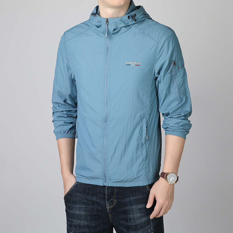 2024 moda nueva chaqueta de protección solar para hombres abrigo delgado de verano deportivo al aire libre transpirable anti-UV ropa de piel