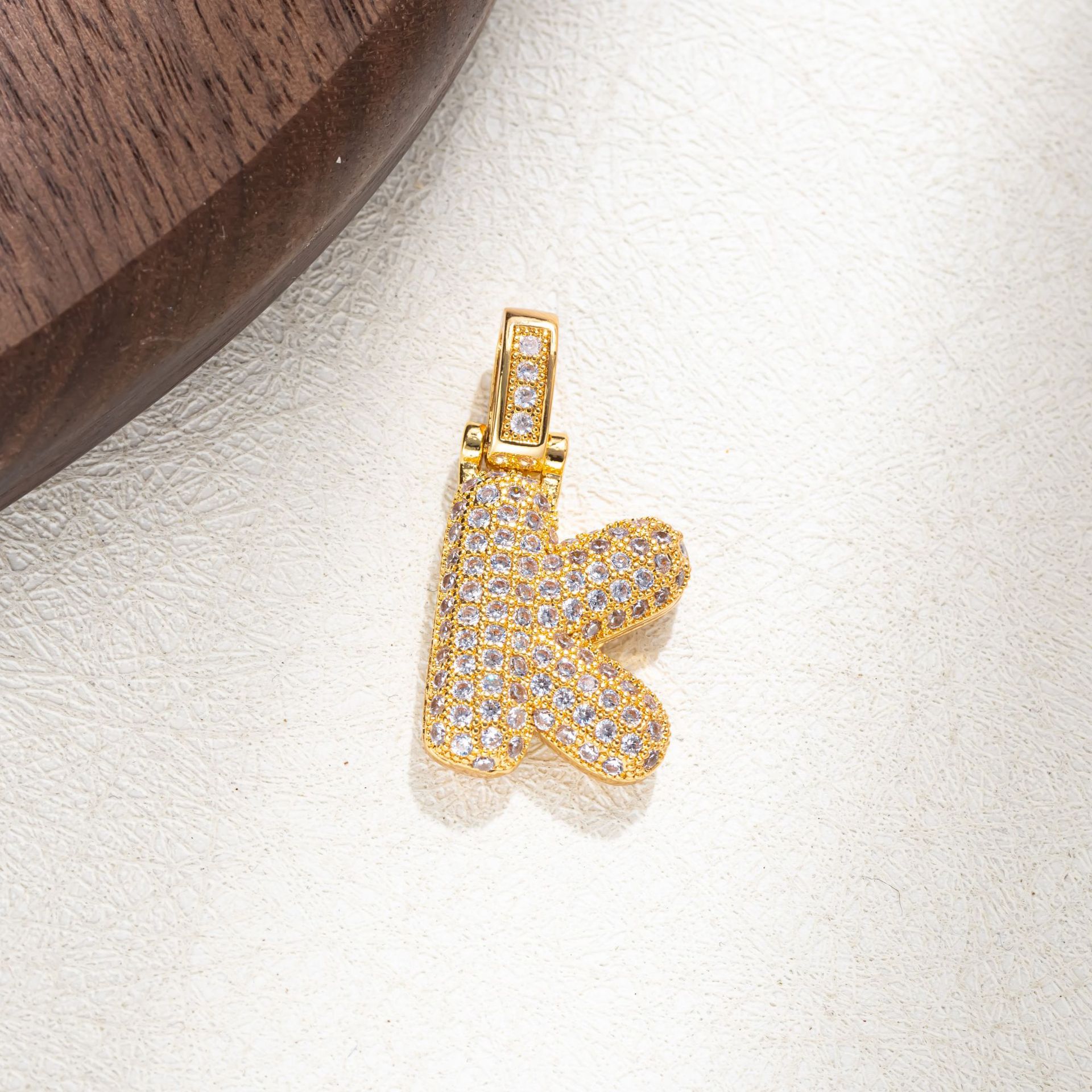 7g Weight Pendant Jewelry Making Type Golden Plated Plating Material Zircon Inlay Material 1 Piece Quantity Casual Occasion Copper Material Letter Pattern Women's Gender Simple Style Style Plating Craft 1 Piece Copper Zircon Letter Pendant 12